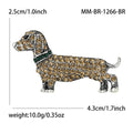 Dachshund Brooch With Champagne Crystals and Green Collar view 4