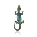 Long Crystal Alligator Brooch In Turquoise And Black view 5