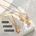 Gold Organic Wrap Pearl Pendant Necklace On Fine Chain view 2