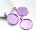 Colorful Round Bezel Pendant Trays with Textured Backs view 6
