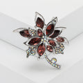 Crystal Flower Leaf Brooch in Navy Blue or Burgundy view 3