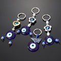 Silver Tone Beaded Blue Evil Eye Split Ring Keychains in Three Designs view 1