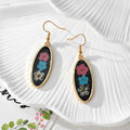 Black Geometric Resin Dried Flower Drop Earrings 7 Shapes view 10