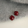 Burgundy Enamel Geometric Cushion Stud Earrings Glossy Finish view 1