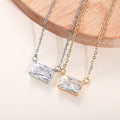Silver Gold Emerald Cut Clear CZ Pendant Necklace Tones view 3