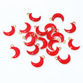 Colorful Enamel Crescent Moon Charms with Gold Tone Loops view 2