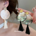 Shell Disc Shell Stud Tassel Earrings Pendant Necklaces Four view 4