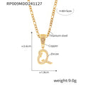 Gold Script Letter Zircon Pendant Necklaces A to Z view 8