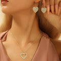 Gold Open Heart Necklace and Earring Coordinated Jewelry Set view 6