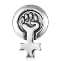 Raised Fist Female Symbol Badge Brooch Antique Gold Or Silver view 2