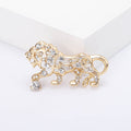 Crystal Tiger Brooch with Openwork Body in Silver or Gold Tone view 3