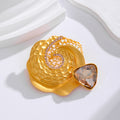 Rose Crystal Two Designs Metal Brooch Pin 5 x 5.3 cm view 5