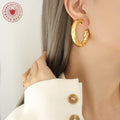 Large Twisted Rope C-Hoop Earrings Gold and Steel Pair view 3