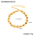 Gold Hollow Heart Linked Chain Necklace and Bracelet Set view 7