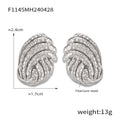 Hammered Twisted Shell Square Stud Earrings Gold Steel view 6