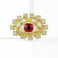 Red Eye Brooch With Pearls And Clear Crystal Frame view 2