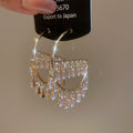 Crystal Trapezoid Fringe Open Hoop Stud Earrings Statement Pair view 6