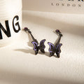 Purple and Black Butterfly Gothic Chain Stud Earrings view 2