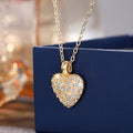 Gold Pave Heart Pendant Necklace Drop Earrings Set view 2