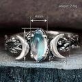 Opalescent Oval Moon Phase Ring In Antiqued Silver Tone view 4