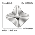 Folded Four Point Brooch in Polished Metal for Jackets and Scarves view 6