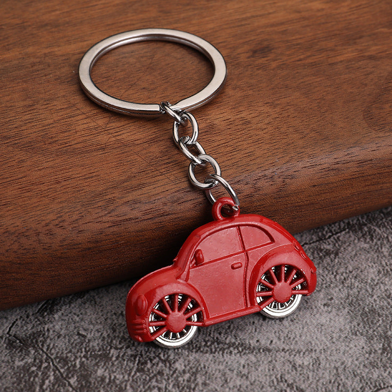 Cartoon Beetle Car Metal Keychain Multi-Color Small Pendant