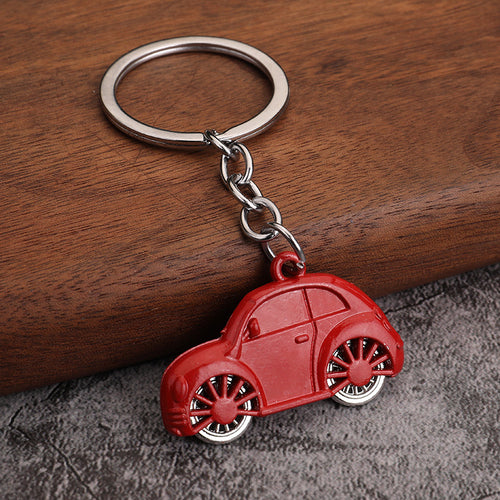Cartoon Beetle Car Metal Keychain Multi-Color Small Pendant