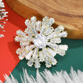 Radiant Crystal Snowflake Brooch in Gold and Silver Tone view 1