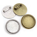 Round Cabochon Brooch Bezel Settings in Two Finishes view 1