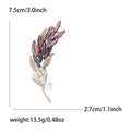 Rose Gold Tone Crystal Wheat Spray Brooch With Pearl view 5