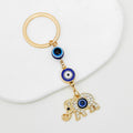 Rhinestone Evil Eye Beaded Chain Keychain Gold Tone view 7