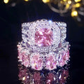 Oversized Square Halo Two-Ring Set In Four Stone Colors view 6