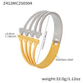 Two-Tone Stainless Steel Wide Geometric Hinge Cuff Bangles view 8