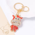 Rhinestone Cow Keychain Gold Metal Charm with Lobster Clasp view 7