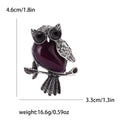 Antique Silver Owl Cabochon Brooch Black Crystal Eyes view 6