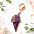 Rhinestone Ice Cream Cone Keychain Metal Bag Charm view 3