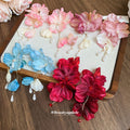 Red Fabric Floral Tassel Stud Earrings Fashion Jewelry view 1