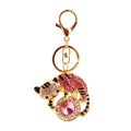 Rhinestone Cat Keychain With Round Faceted Gem, 5 Color Options view 5