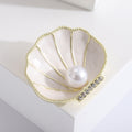 Pearl Shell Brooch in Ivory Black and Pale Blue Jacket and Scarf Accessory view 2