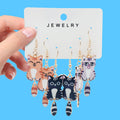 Three-Pair Cartoon Cat Dangle Earring Sets in Four Styles view 1