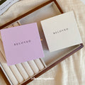 Square Woven Texture Jewelry Presentation Box in Purple and White view 3