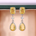 Silver Yellow Pink Teardrop CZ Dangle Earrings Two Colors view 6