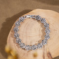 Antique Silver Sculpted Rose Link Floral Chain Bracelet view 2
