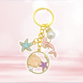Ocean Starfish Mermaid Shell Faux Pearl Gold Tone Keychain view 6