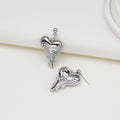 Silver Melting Heart Sculptural Dangle Stud Earrings view 3