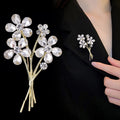 Floral Bouquet Crystal Metal Brooch Pin 6.7 x 4 cm view 4