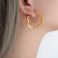 Textured Wavy Geometric Hoop Earrings Gold Or Silver Finish view 4