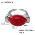 Oval Resin Open Rings Gold Steel Band Multicolor Stones view 8