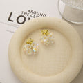 Gold Rose Crystal Look Cluster Dangle Stud Earrings view 3