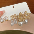 Gold Flower Baroque Pearl Drop Stud Earring Six Piece view 1